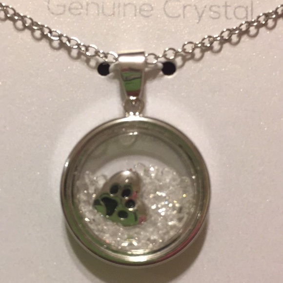 NWT. Silver Plated Crystal Paw Necklace. New in box. - Picture 2 of 2